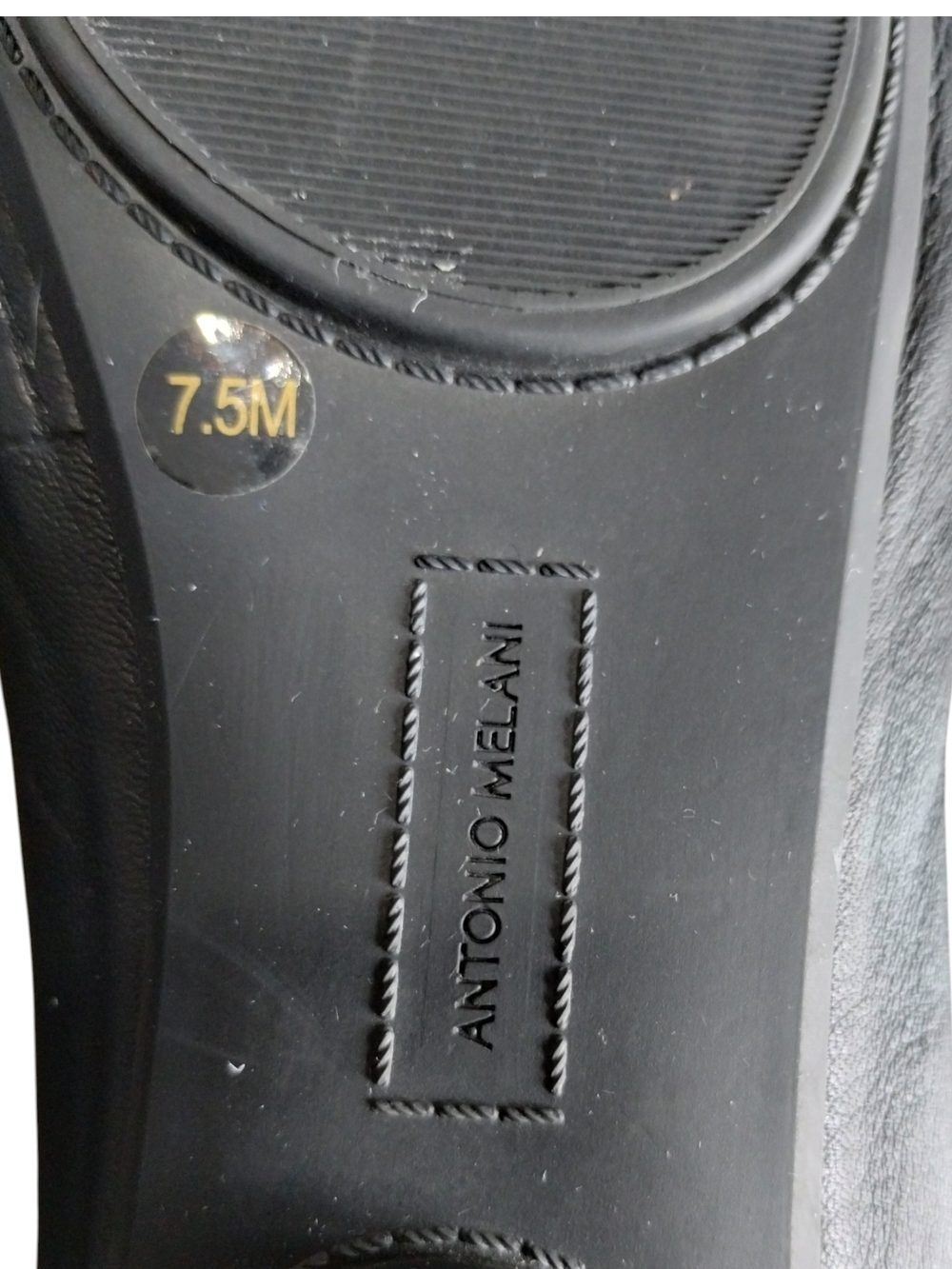 Antonio Melani Black Leather Ballet Flats Size 7.5 Round Toe - Picture 8 of 10